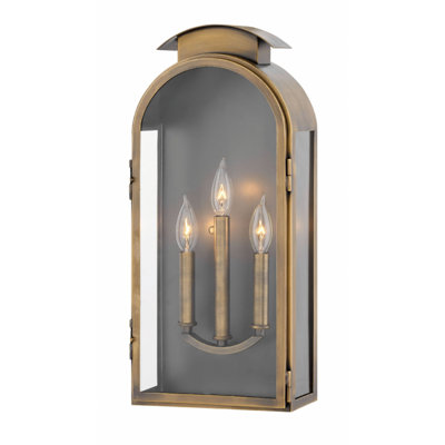 Rowley 3-Light Brass Outdoor Heritage Wall Mount Lantern