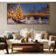 " Large Framed Canvas Wall Art - Christmas Tree Snowy City Bridge Decor - 60"x20", 60"x30" "-137894237-137894235