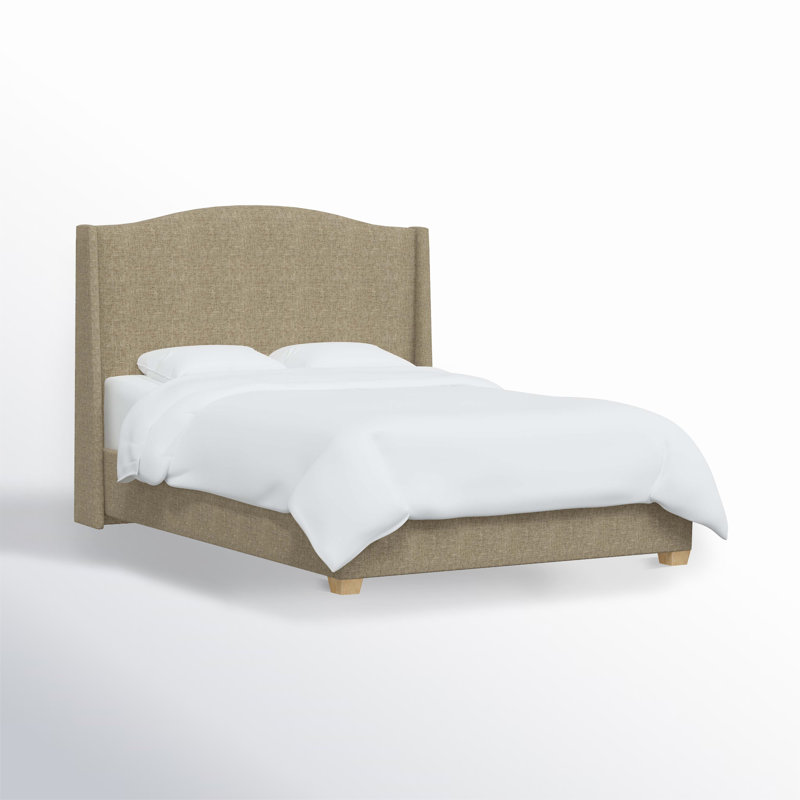 Allis Upholstered Wingback Bed, California King, Zuma Natural Textured Linen