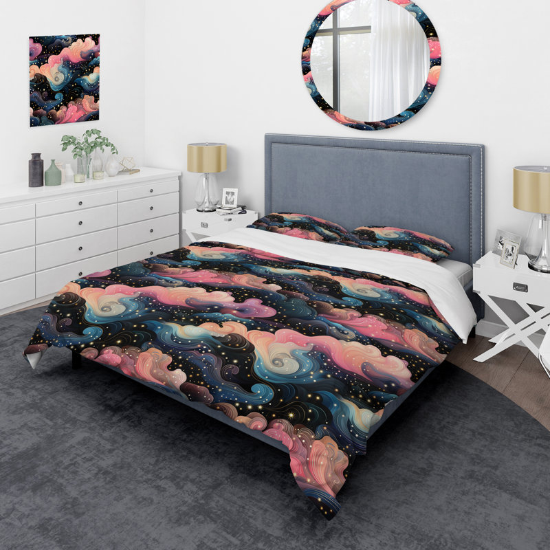 Celestial Dreams Galaxy Pattern III Duvet Cover, Queen Duvet Cover + 2 Standard Shams