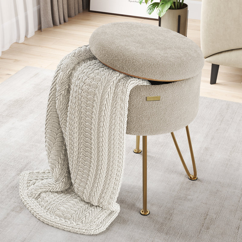 Table d'appoint moderne avec rangement, Doré, Boucle beige 