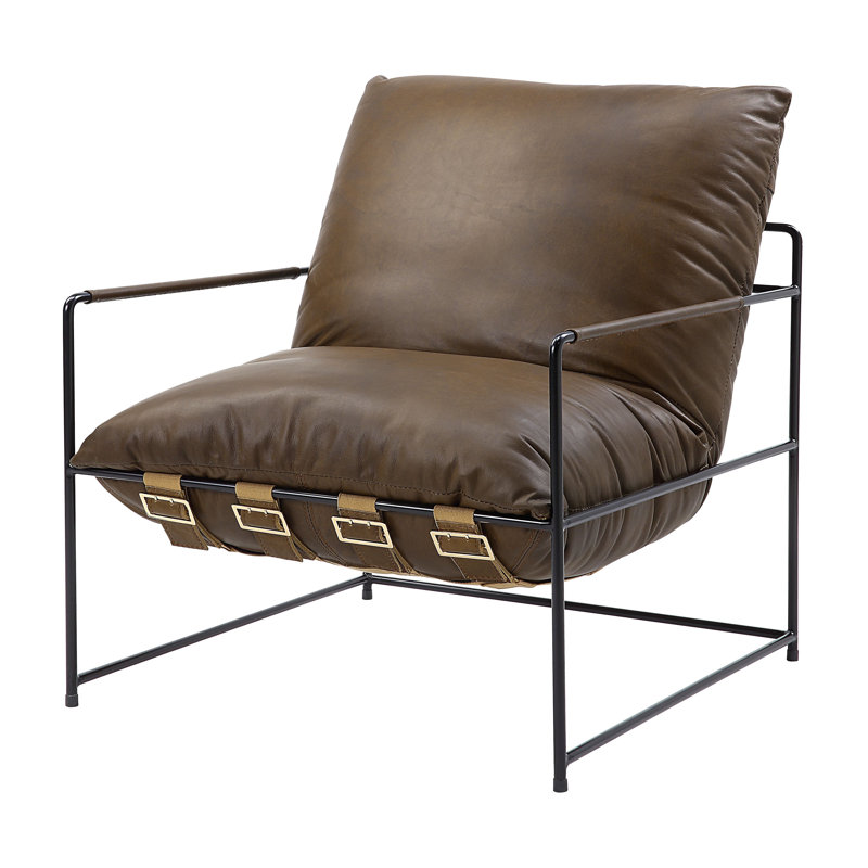 Fauteuil Ashonta en cuir Saturn et noir