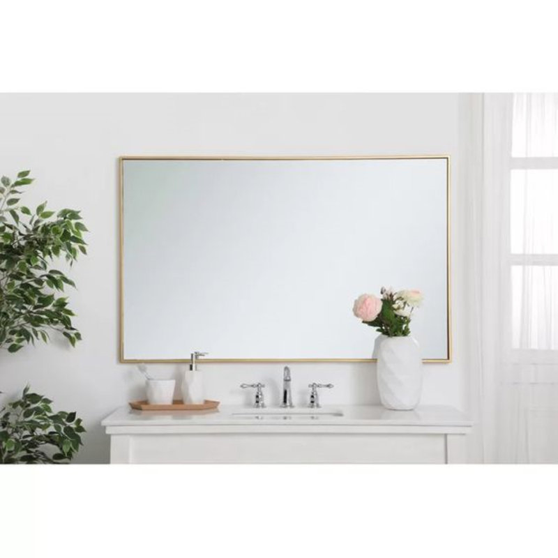 Raul Stainless Steel Rectangle Mirror, Rose Gold