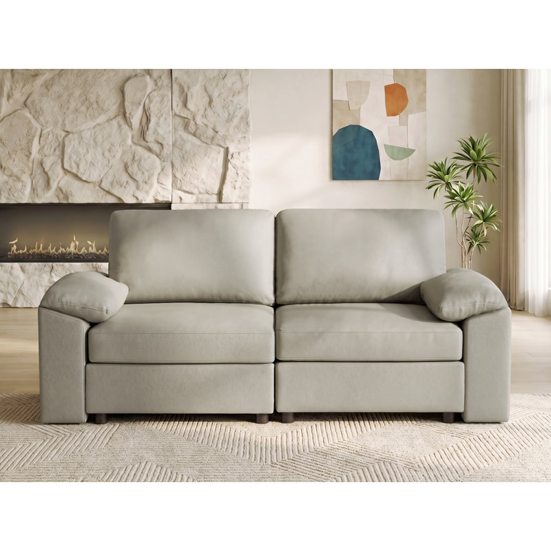 Canapé modulaire moderne avec repose-pieds en cuir de polyuréthane Marybelle Marybelle, Beige