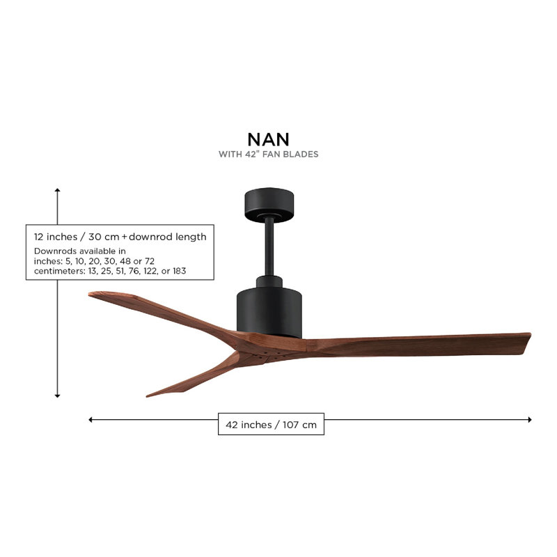 Nan 42" Ceiling Fan In Blades, Matte Black, Matte White