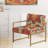Arlyn Moroccan Orange Tiles Collage I - Upholstered Bohemian Chic Accent Arm Chair-1331829805