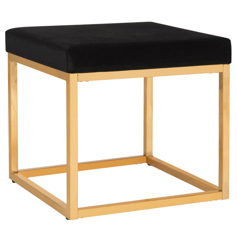 Shepherd Velvet Ottoman, Black