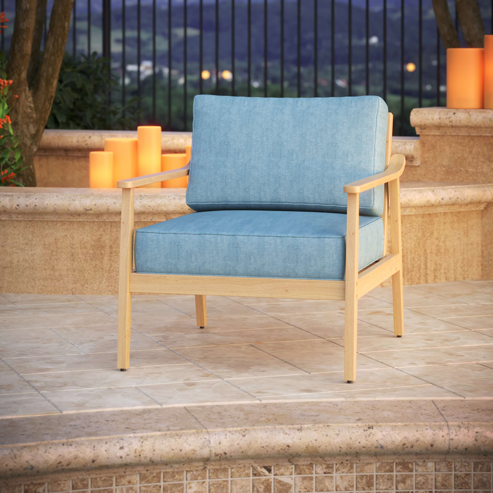 Lani Outdoor Sunbrella Seat/Back Cushion, Cast Horizon Sunbrella® Plainweave