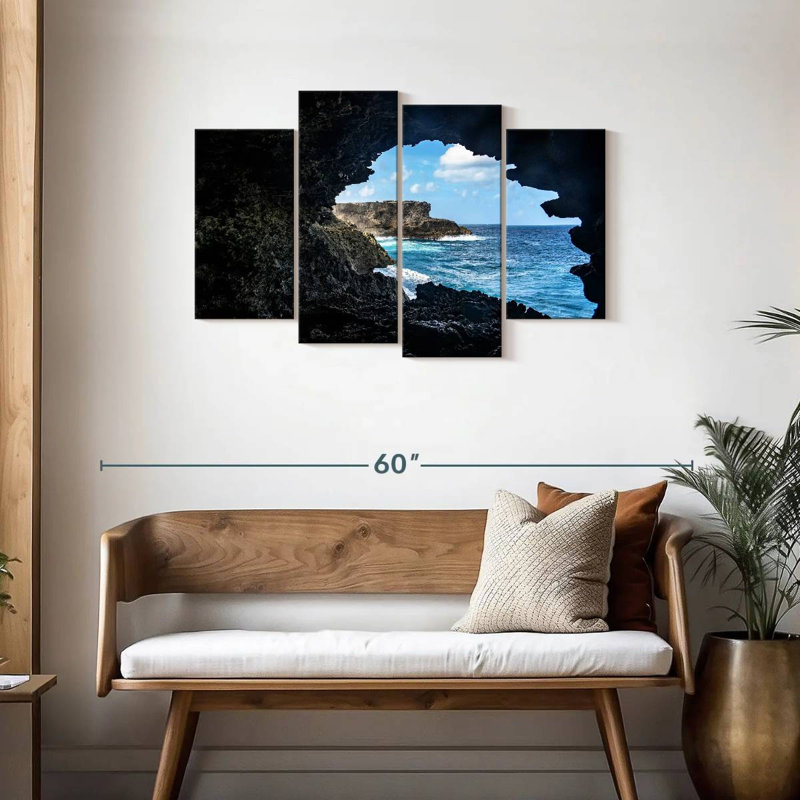 Gillard, Barbade, bord de mer, grotte, H 27 po x l 43 po