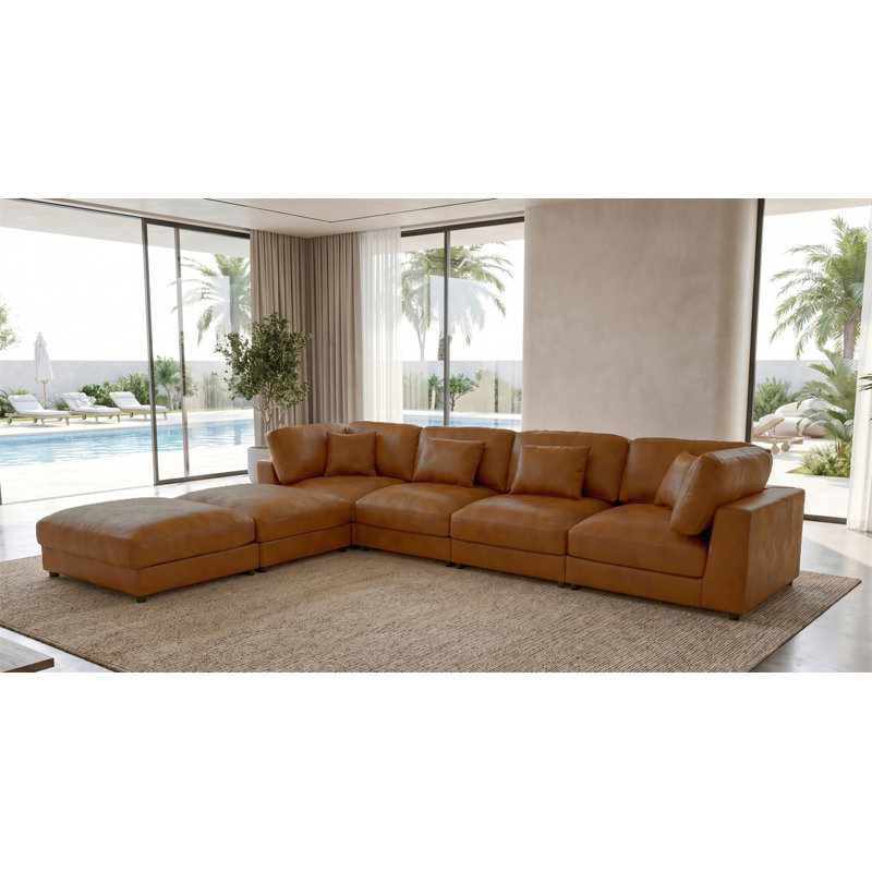 Faux Leather Fabric Modular Sectional