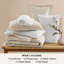 Ensemble d'édredon très grand taille - 7 pièces Ensemble de literie très grand beige pour toutes les saisons, lit de style bohème contrastant dans un sac avec édredon, draps, taies d'oreiller et taies décoratives-105522615-105522620
