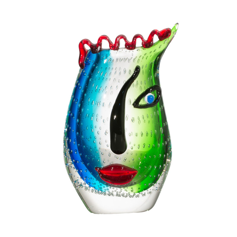 Vase de table en verre bleu/vert 11,5 "intérieur/extérieur addrianna