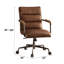 Élégant mobilier de bureau en cuir brun - Chaise pivotante avec siège réglable avec fonction de levage rétro, rembourrage confortable, structure en métal, chic-1310804661