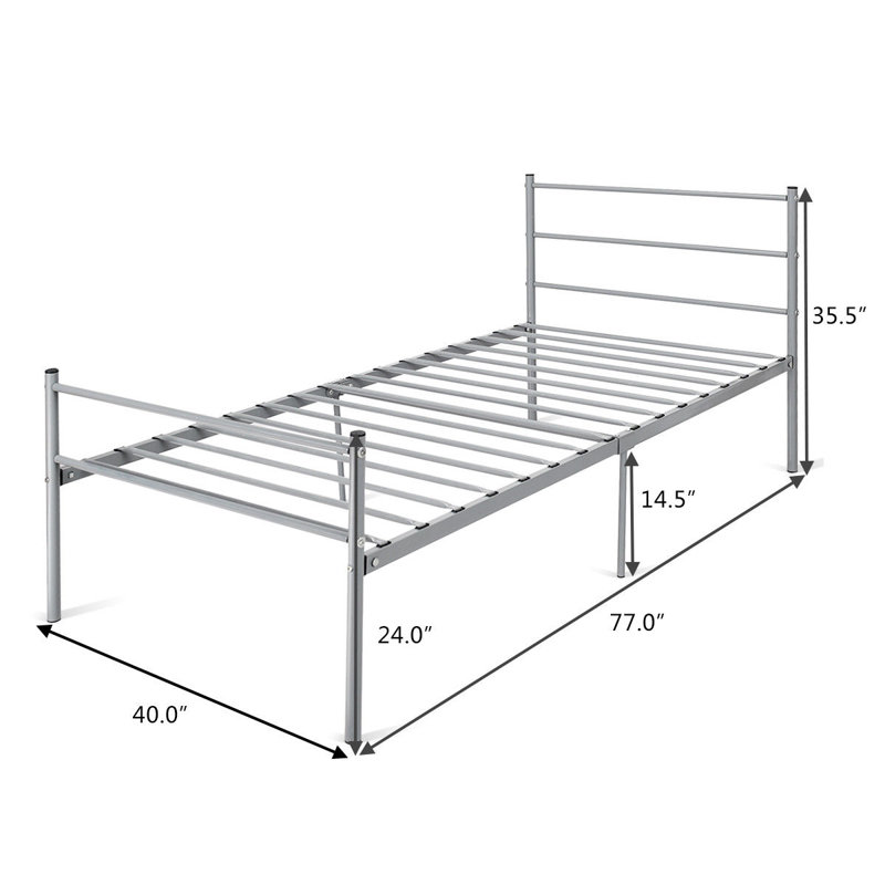 Fergus Metal Open-Frame Bed, Silver