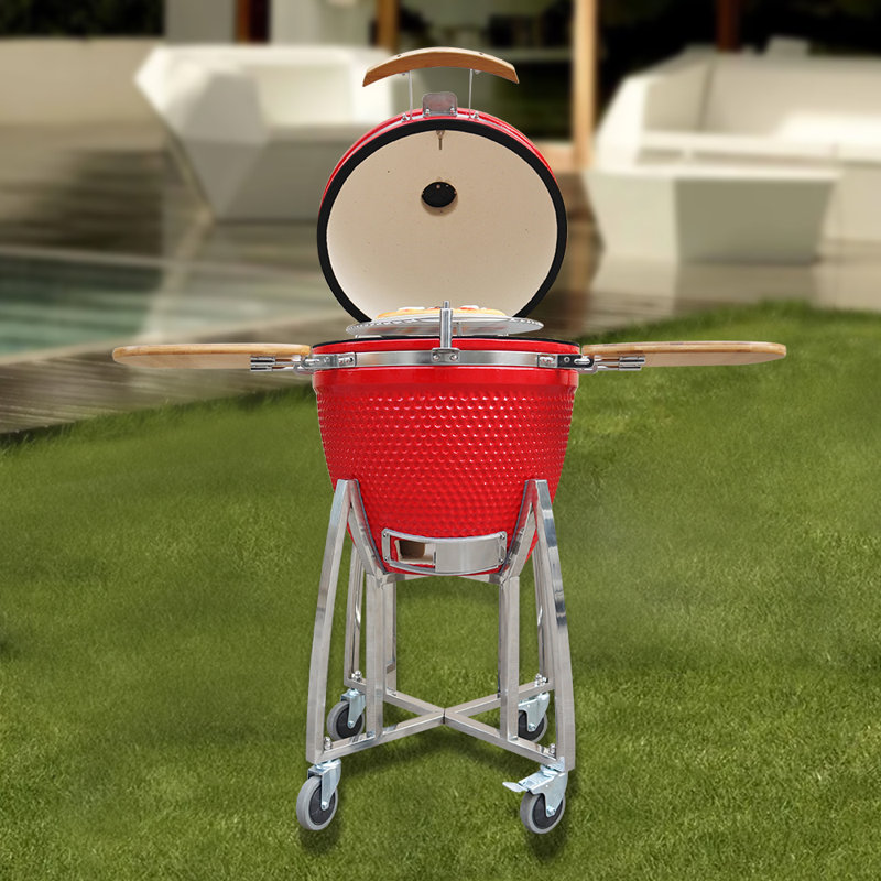 Ajoni 134cm Kamado Charcoal BBQ, Red