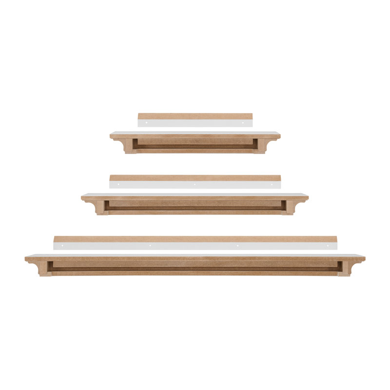 The Sunny 3 Piece Floating Shelf Set White, 1 each 18" 24" 36", White