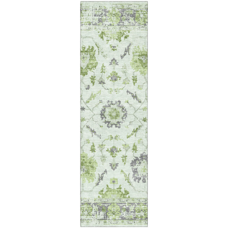 Premium Machine Washable Pirtle Border Rug, Runner 2'3" x 7'6"
