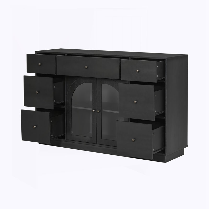 Armoire 2 portes et 7 tiroirs, Noir