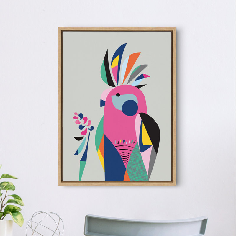 «Galah» par Rachel Lee 3 Birdies Studio, reproduction d'art sur toile encadrée, Cadre naturel