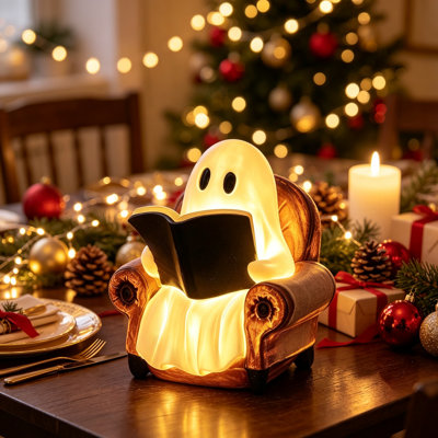 Halloween Ghost Reading Book Lamp,  for Gift Props Tabletop Bookshelf Home Decor