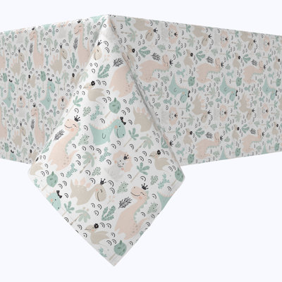 Rectangular Tablecloth, 100% Cotton, 52X104", Pastel Dinos