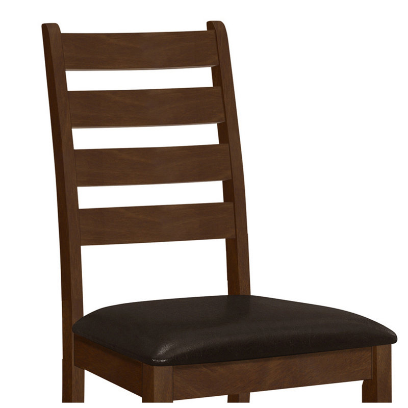Antique Walnut Solid Wood Ladder Back Dining Chairs, Set of 2