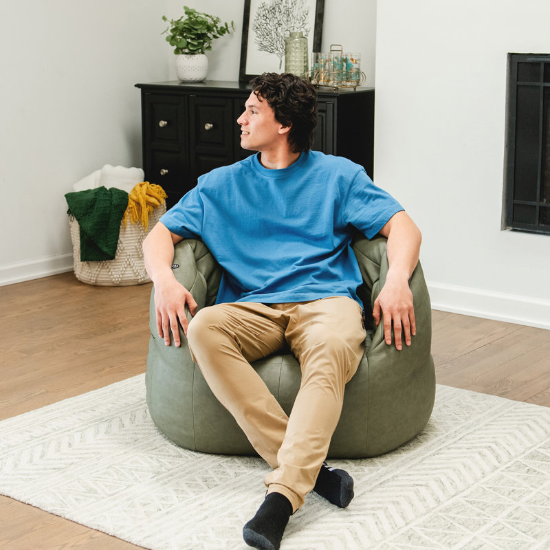Fauteuil à billes Big Joe Milano, Cuir végétalien vert olive