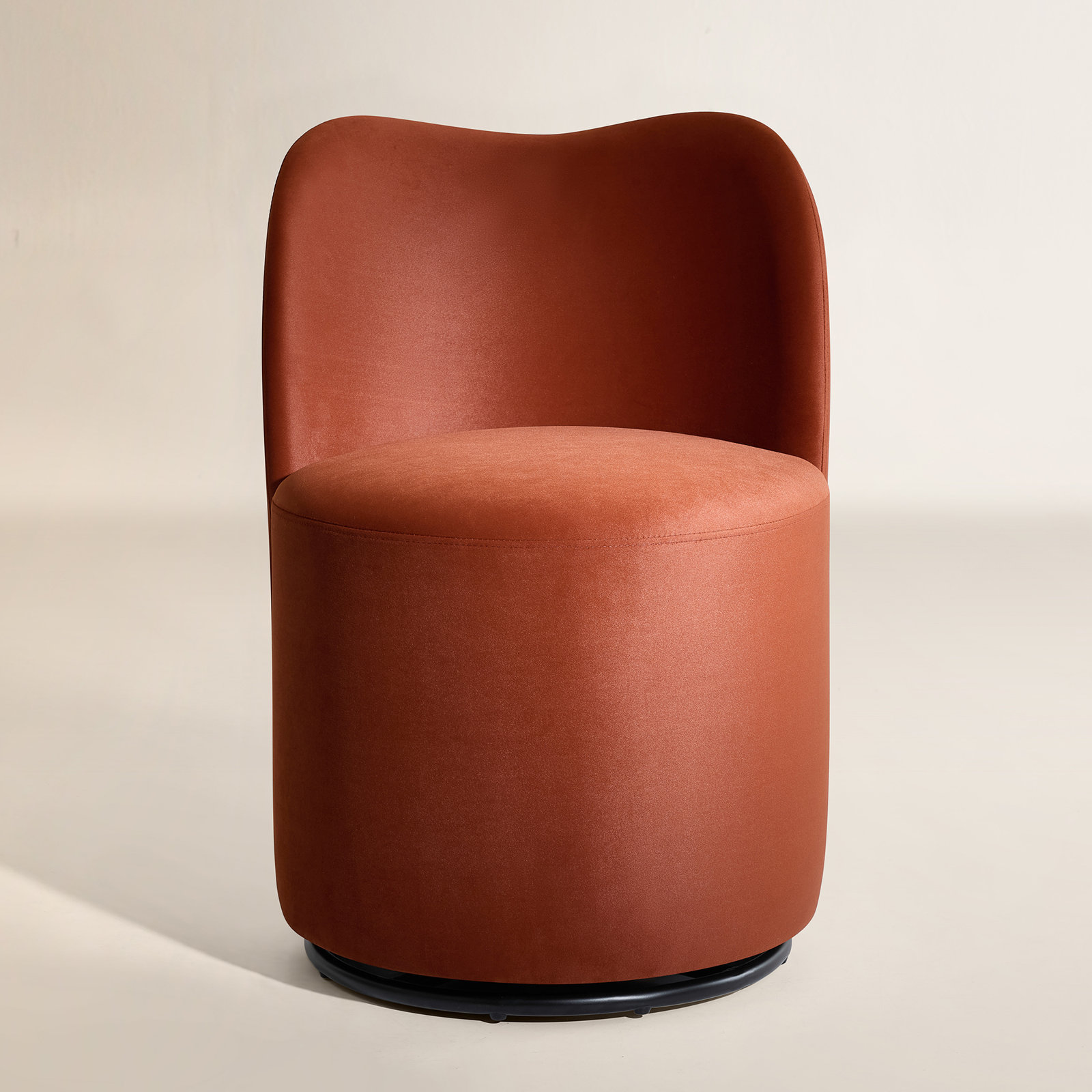 Basel Swivel Dining Chair, Terracotta Performance Velvet