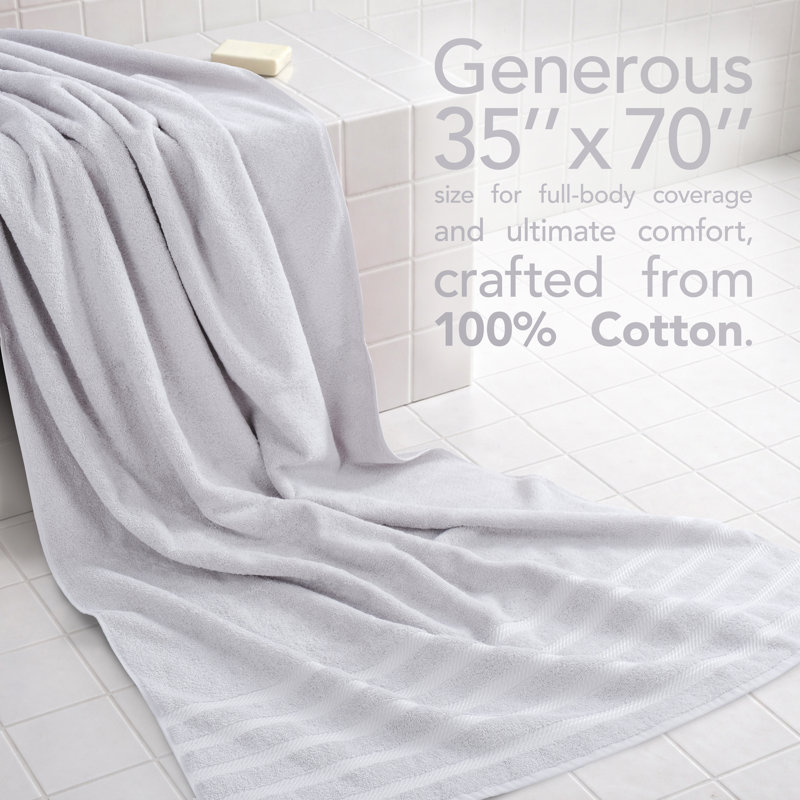Darcelle 100% Cotton 35x70 Jumbo Large Bath Sheet, Silver Gray
