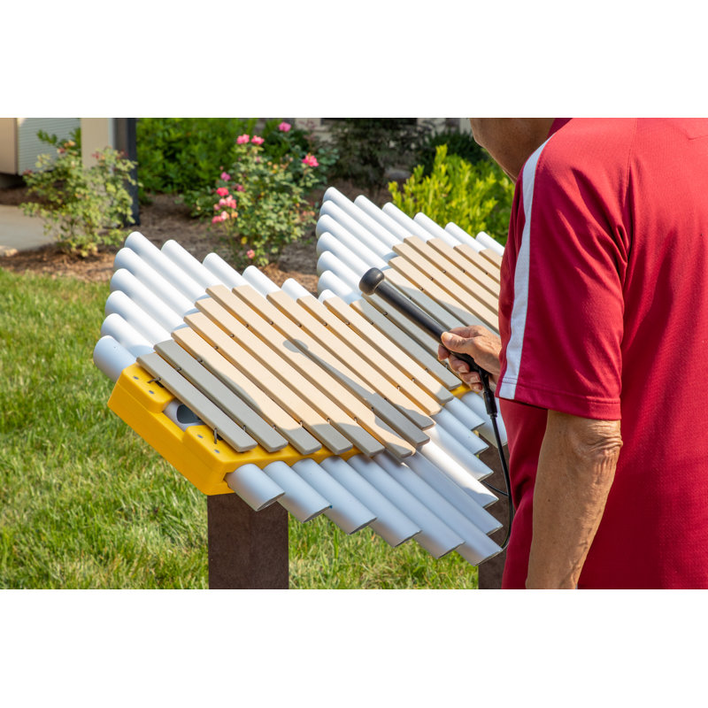 Floor Mounted Metal Playground Panel with Activity Panel, Inground Mount