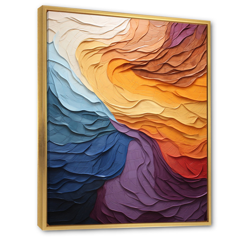 «Yellow Orange Lyrical Abstraction Lyrical Sunset I - Lyrical Abstraction, reproduction d'art sur toile, Cadre flottant doré