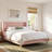 Velvet Upholstered Platform Bed-41196439-131275575