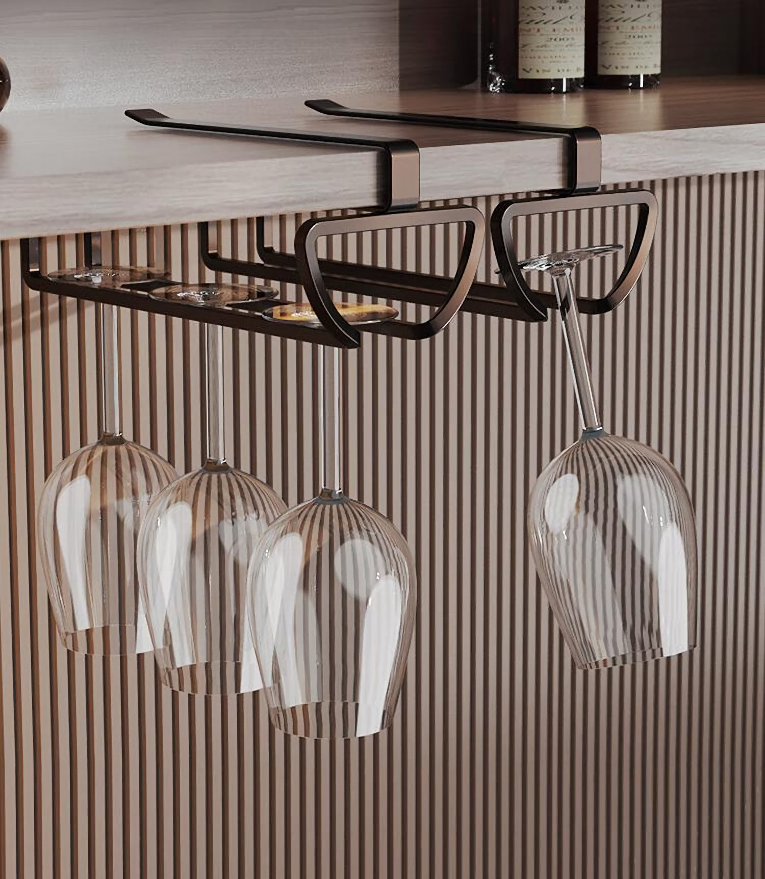 Mint Pantry® Dual-Row Hanging Wine Glass Rack – Under-Cabinet