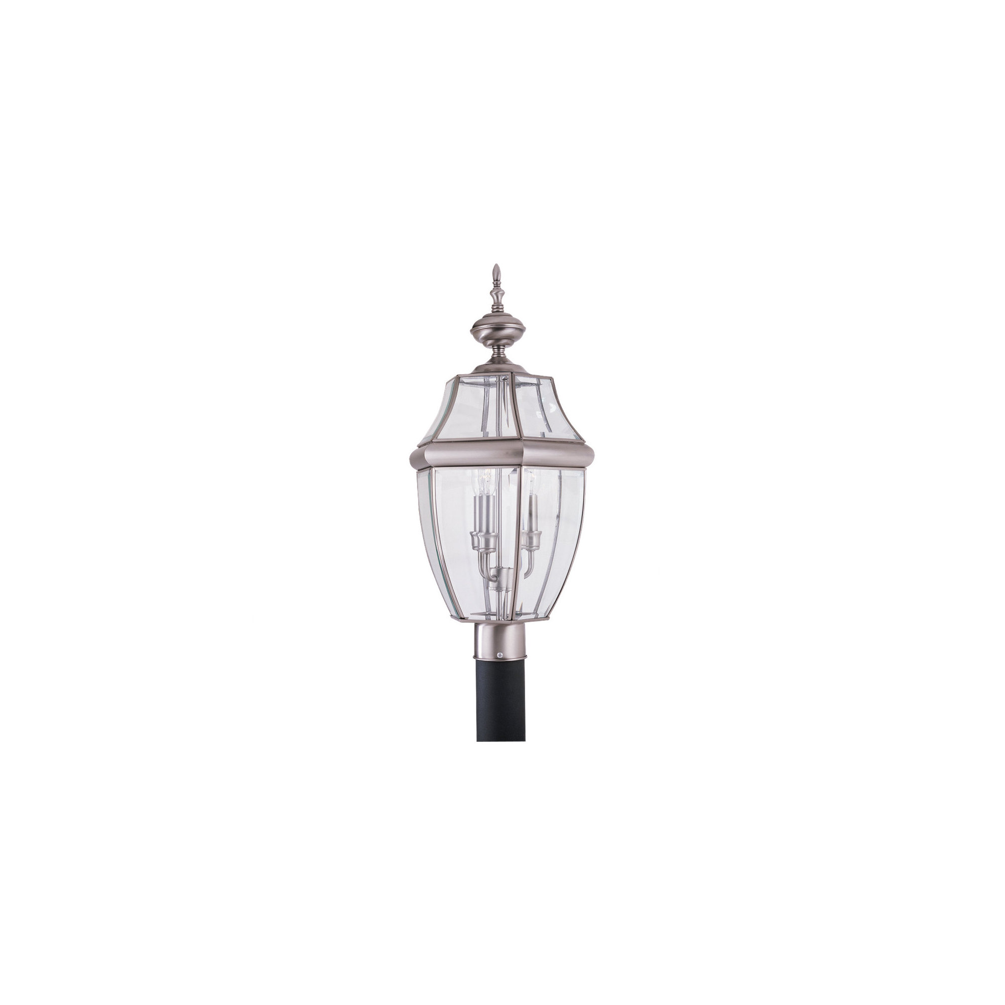 Beveled Metal Outdoor Lantern Head, Antique Brushed Nickel, No