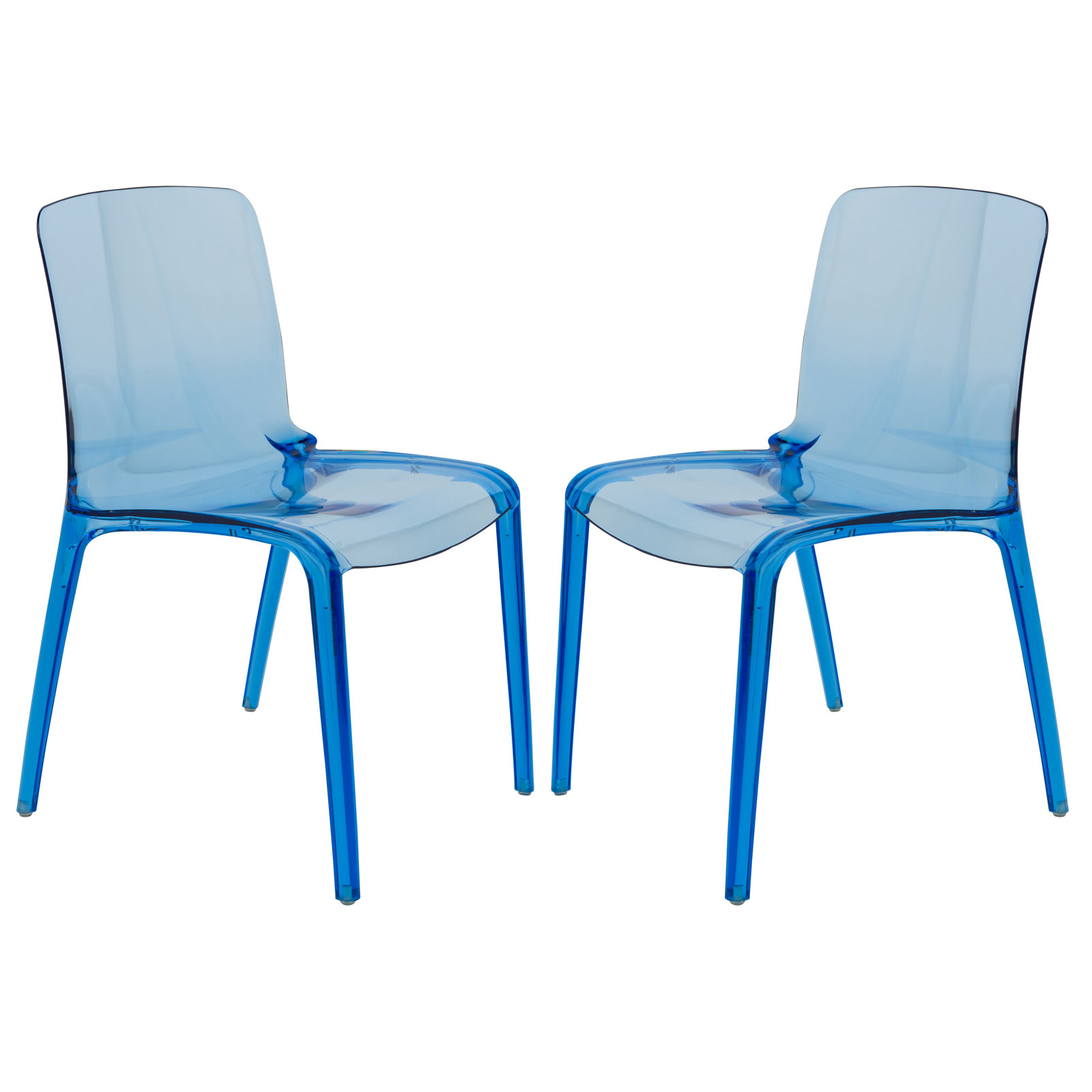 Lade Transparent Plastic Stackable Dining Chair with Waterfall Edge Seat – Lightweight Versatile Accent & Kitchen Side Chair, No Assembly Required