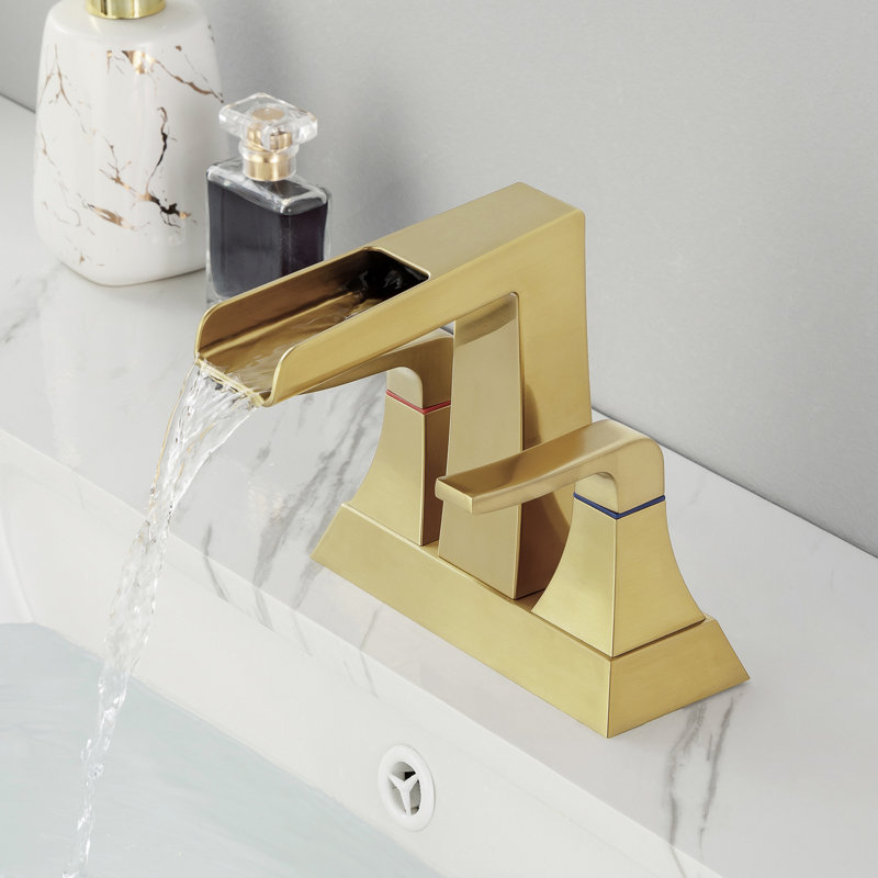 Robinet central de salle de bain avec cascade Waterfall, Doré mat