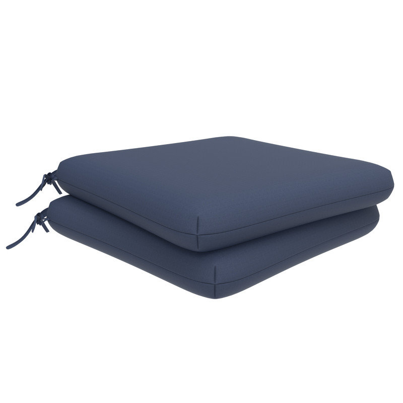 Sunbrella Square Dining Chair Cushions, 3" Foam Replacement Cushion, 6, Canvas Navy