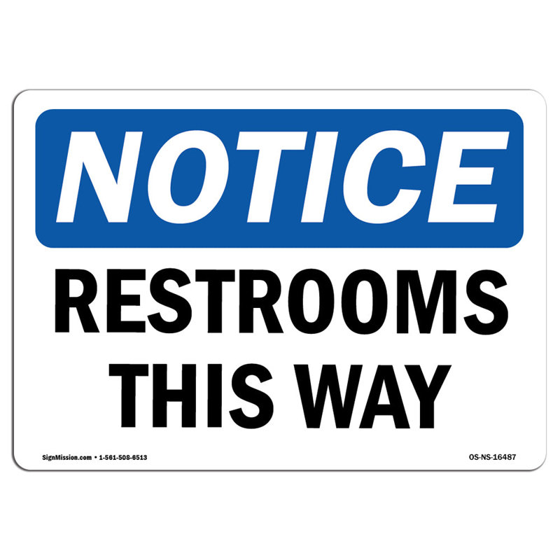 Restrooms This Way Aluminum Sign 12 x 18