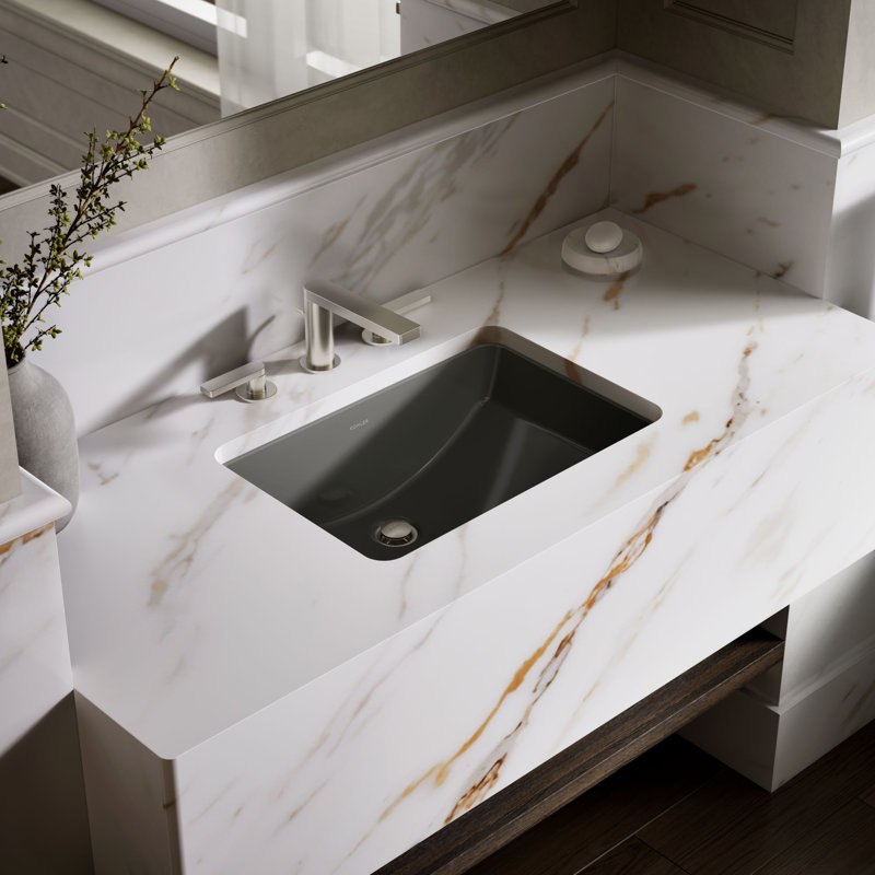 Ladena® Finish Vitreous China Rectangular Undermount Bathroom Sink with Overflow, Mexican Sand