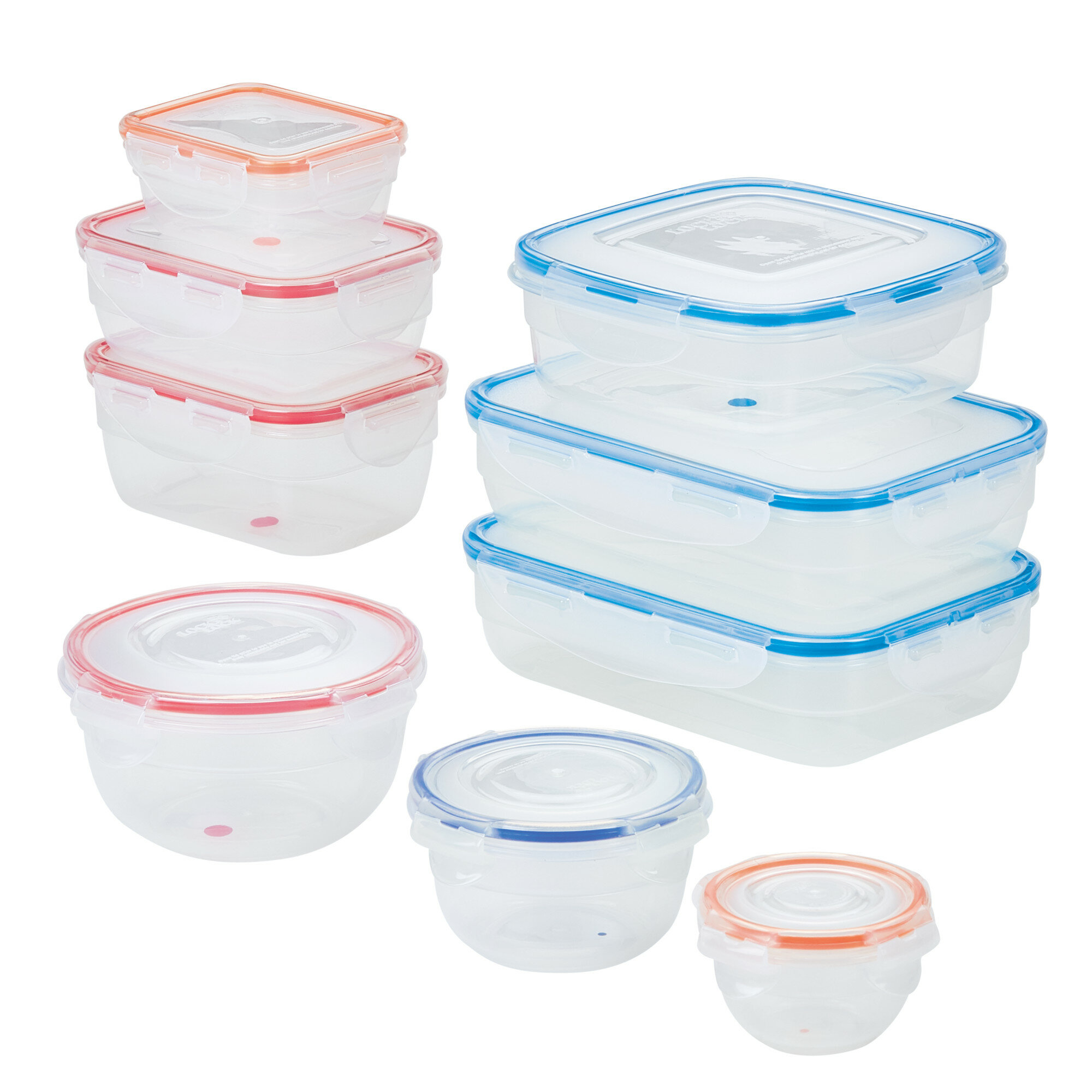 Snapware Total Solution 16-Pc Plastic Food Storage Containers Set , 2-Cup &  1-Cup Round Meal Prep Container, BPA-Free Lids with 4 Locking Tabs