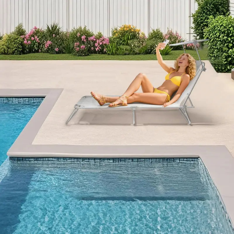 Outdoor Lounge Chair, Light Grey
