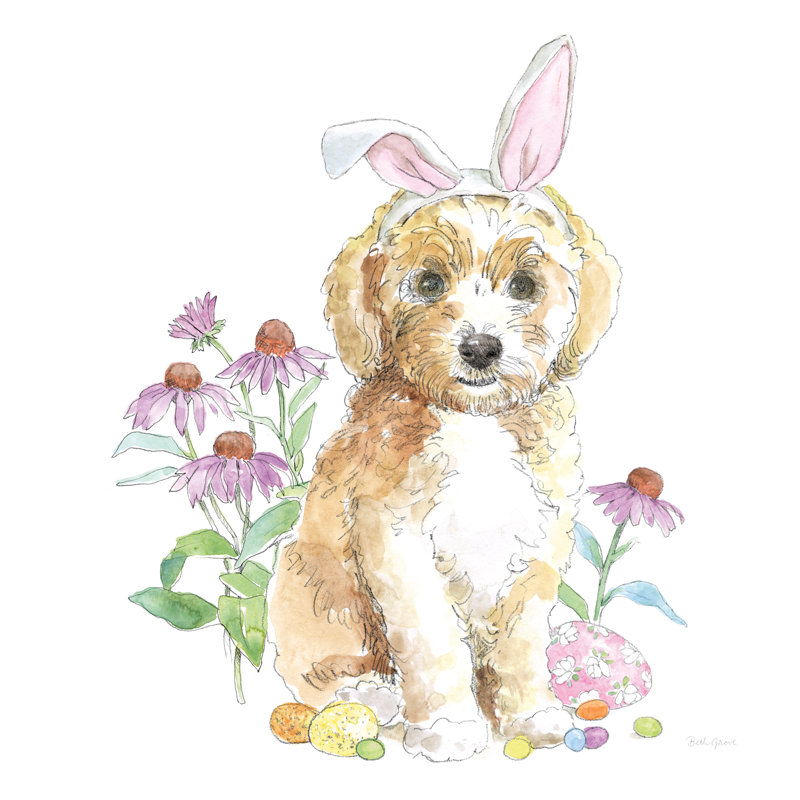 Easter Pups IV by Beth Grove - Wrapped Canvas Painting, 76cm H x 76cm W x 3.8cm D
