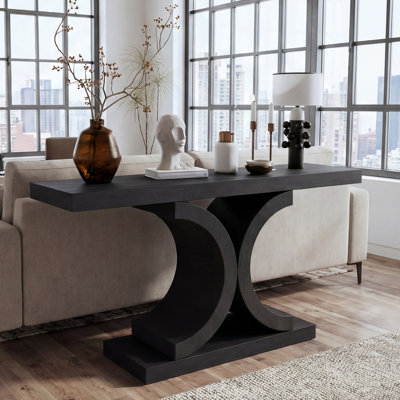 31.5"W x 15.8"D x 60"H Engineered Wood Console Table - Black