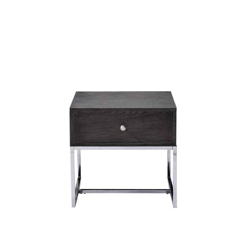 Table de bout en chêne gris avec rangement rectangulaire