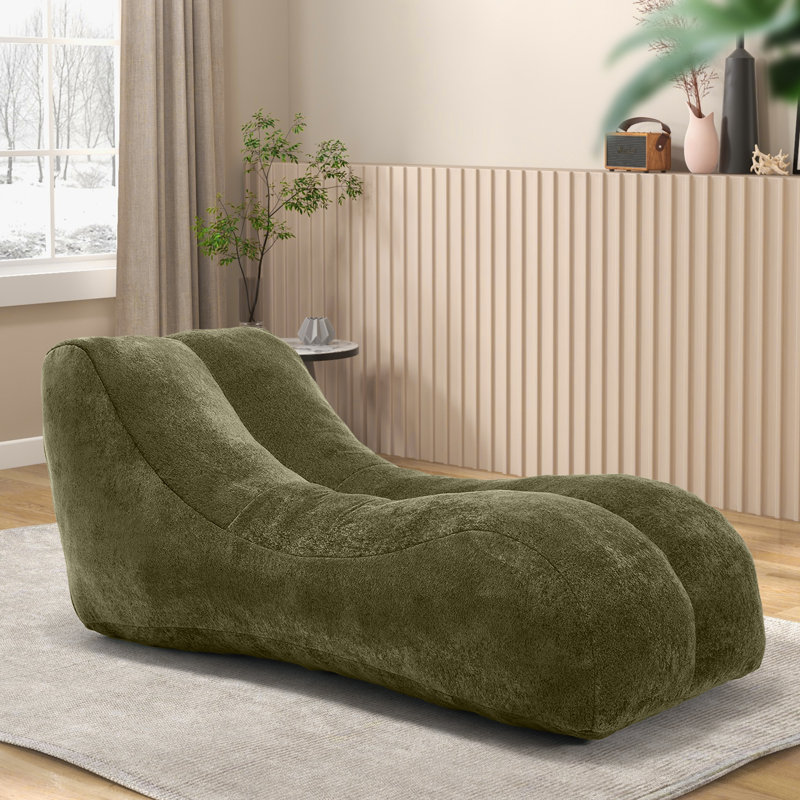 Couch And Lounger Bean Bag Sofa Chair With Premium Sponge For Bedroom,Living Room And Balcony, Green Fabric;Cotton Blend