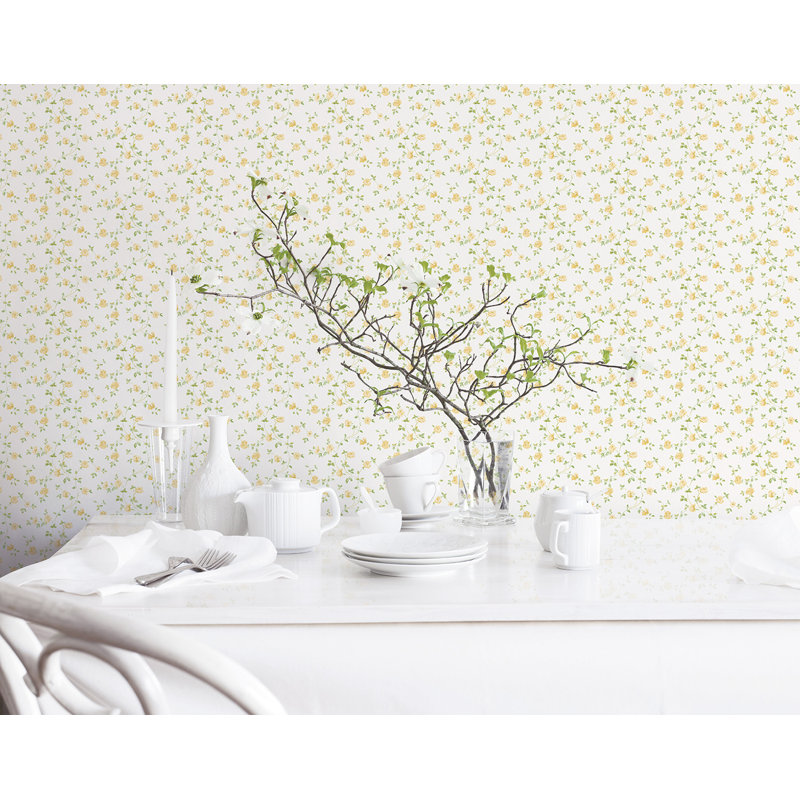 Miniatures 3 Collection Modern Rose Trail Wallpaper Roll, Yellow/Green/White