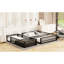 Lit superposé simple au-dessus de grand lit simple en métal avec garde-corps noir et facile à assembler, détachable, peu encombrant, cadre robuste-831893795