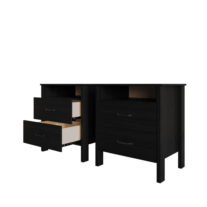 Alamosa 2 Drawer Nightstand (Set Of 2), Black