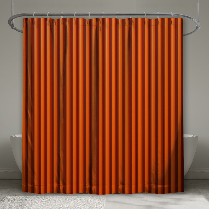 Rideaux de douche orange à rayures verticales très longs, 70in W x 72in H