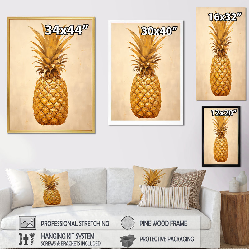 Pinapple Golden Grove II sur toile, H 40 po x l 30 po x P 1,5 po, Toile tendue